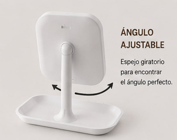 Espejo de tocador LED recargable con luces regulables de 3 colores, espejo cosmético portátil con Control táctil